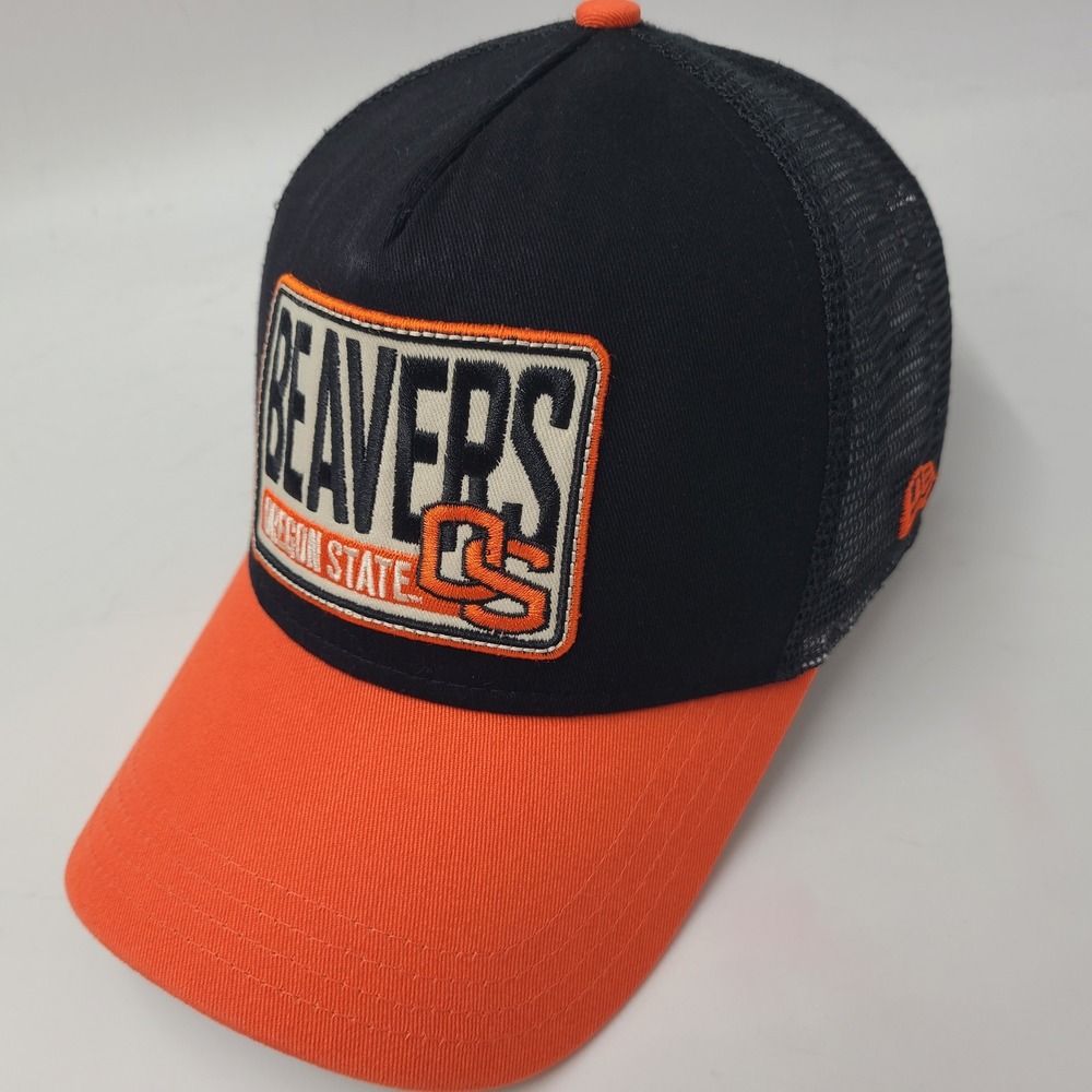 Oregon State Beavers Hat Snapback Trucker Mesh New Era 9Forty Black Orange NCAA